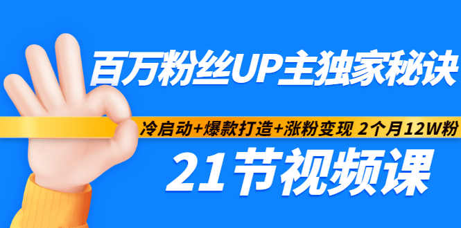 百万粉丝UP主独家秘诀：冷启动 爆款打造 涨粉变现2个月12W粉（21节视频课)_北创网