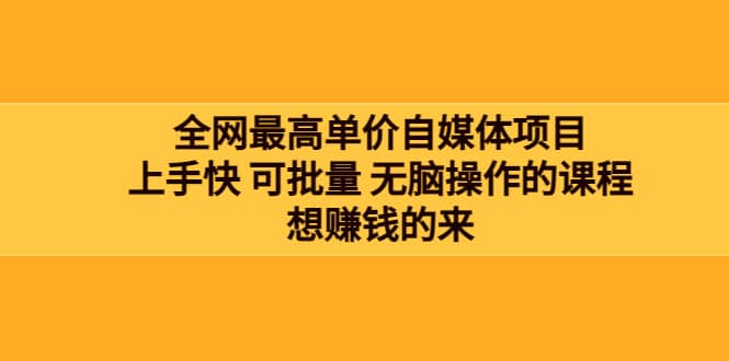 全网最单高价自媒体项目：上手快 可批量 无脑操作的课程，想赚钱的来_北创网