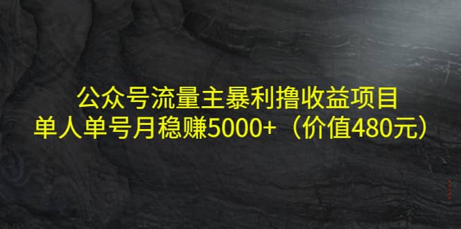 公众号流量主暴利撸收益项目，单人单号月稳赚5000 （价值480元）_北创网