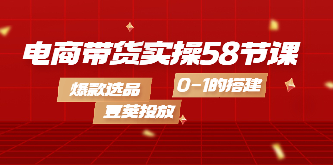 电商带货实操58节课，爆款选品，豆荚投放，0-1的搭建_北创网