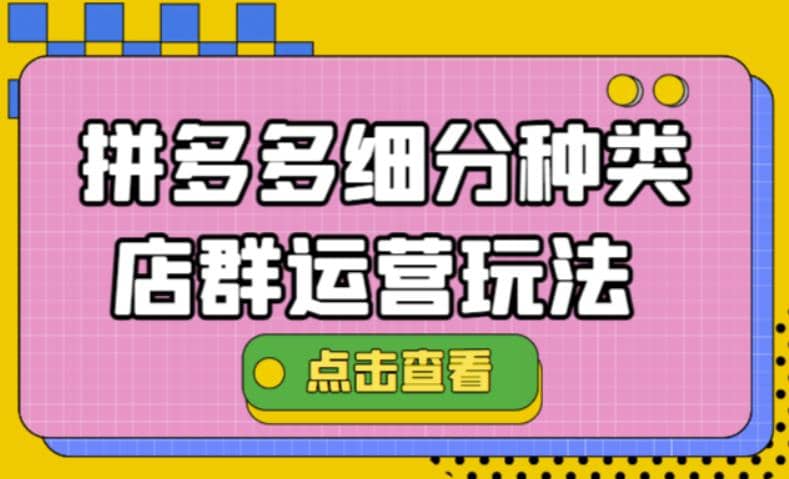 拼多多细分种类店群运营玩法3.0，11月最新玩法，小白也可以操作_北创网