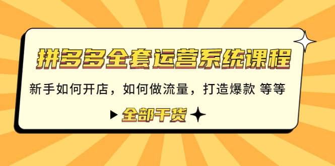 拼多多全套运营系统课程：新手如何开店 如何做流量 打造爆款 等等 全部干货_北创网