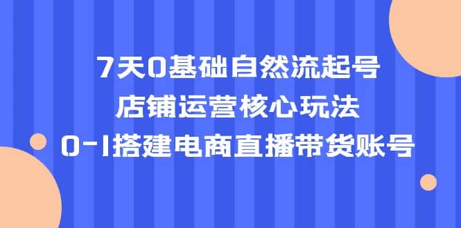 7天0基础自然流起号，店铺运营核心玩法，0-1搭建电商直播带货账号_北创网