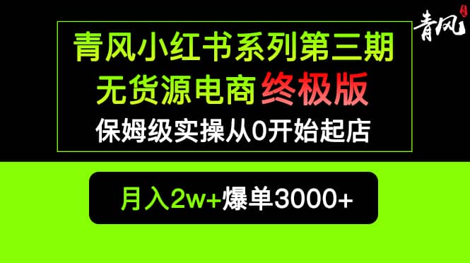 小红书无货源电商爆单终极版【视频教程 实战手册】保姆级实操从0起店爆单_北创网