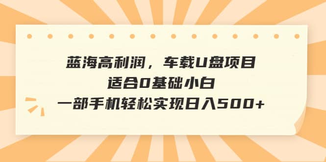 蓝海高利润，车载U盘项目，适合0基础小白，一部手机轻松实现日入500_北创网
