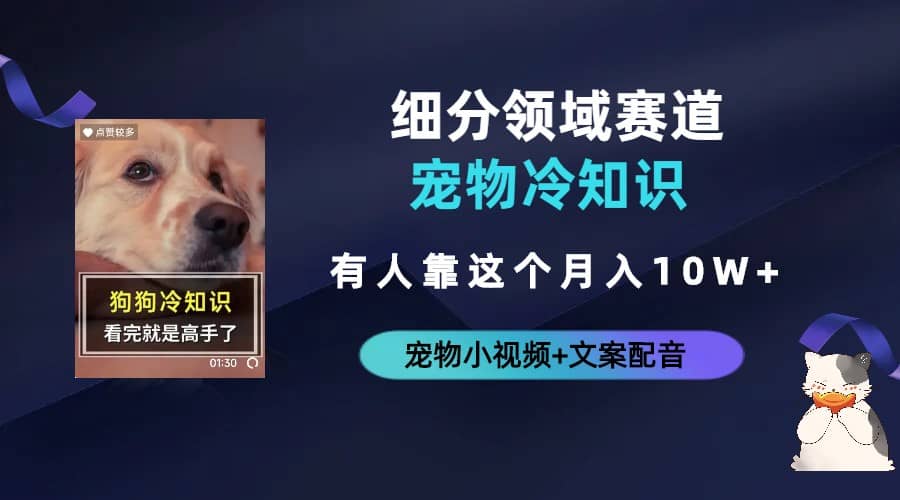 不起眼的抖音细分赛道-宠物冷知识，一段宠物视频配文案，有人靠这个月入10w_北创网