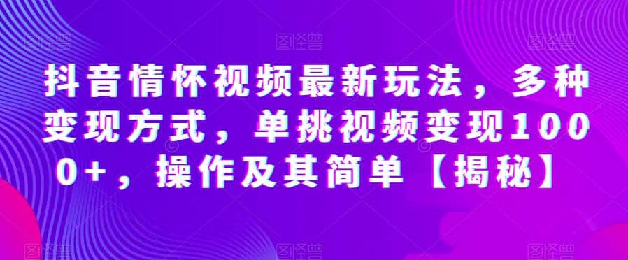 抖音情怀视频最新玩法，多种变现方式，单挑视频变现1000 ，操作及其简单【揭秘】_北创网