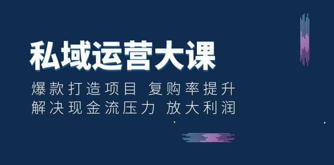 私域运营大课：爆款打造项目 复购率提升 解决现金流压力 放大利润_北创网