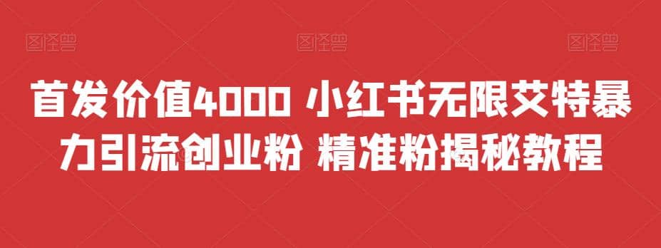 首发价值4000 小红书无限艾特暴力引流创业粉 精准粉揭秘教程_北创网