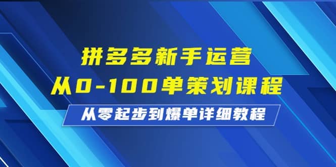 拼多多新手运营从0-100单策划课程，从零起步到爆单详细教程_北创网