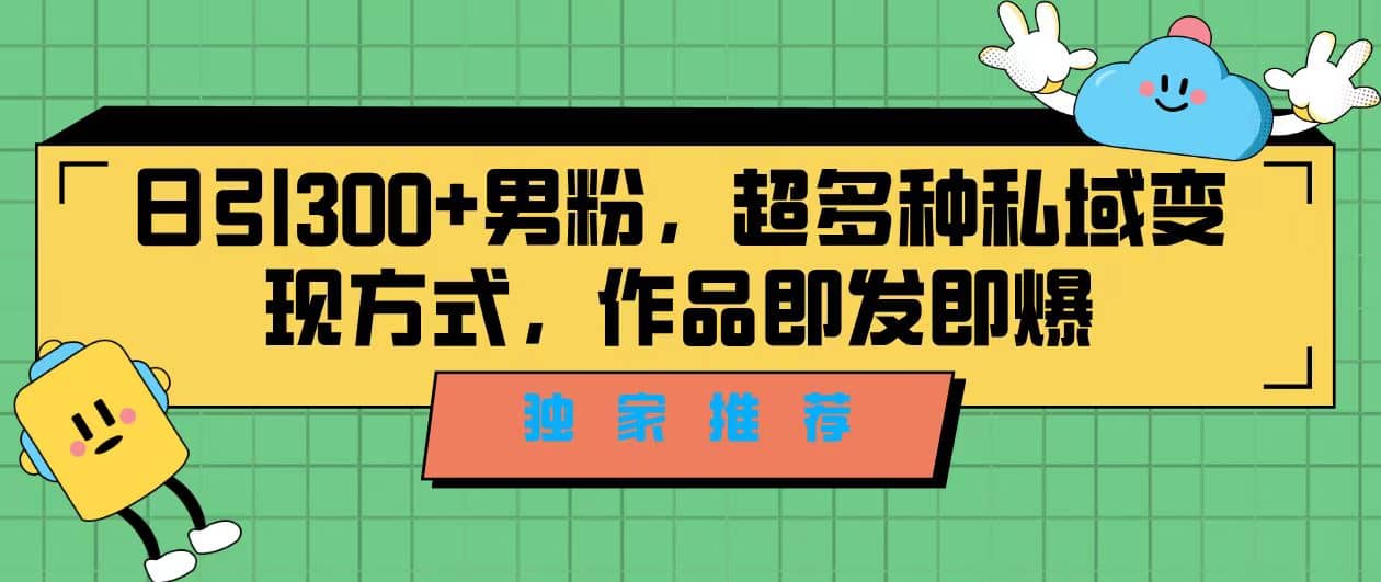 独家推荐！日引300 男粉，超多种私域变现方式，作品即发即报_北创网