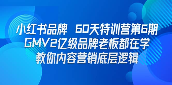 小红书品牌 60天特训营第6期 GMV2亿级品牌老板都在学 教你内容营销底层逻辑_北创网