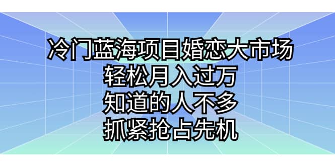 冷门蓝海项目婚恋大市场，轻松月入过万，知道的人不多，抓紧抢占先机_北创网