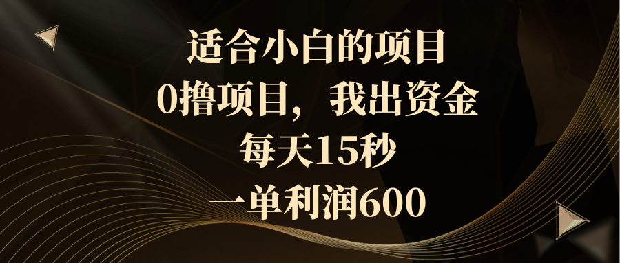 适合小白的项目，0撸项目，我出资金，每天15秒，一单利润600_北创网