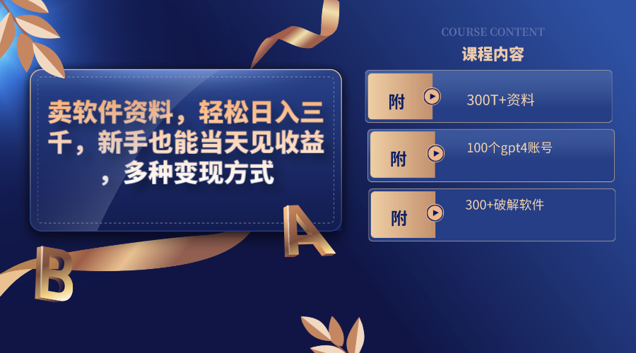 卖软件资料，轻松日入三千，新手也能当天见收益，多种变现方式，（附300…_北创网