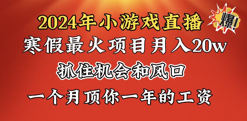 2024年寒假爆火项目，小游戏直播月入20w+，学会了之后你将翻身_北创网