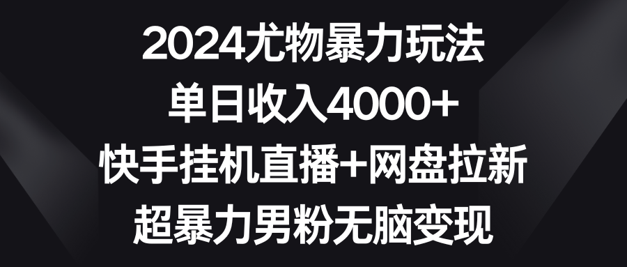 2024尤物暴力玩法 单日收入4000+快手挂机直播+网盘拉新 超暴力男粉无脑变现_北创网