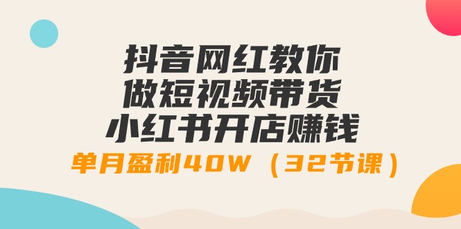 抖音网红教你做短视频带货+小红书开店赚钱，单月盈利40W（32节课）_北创网