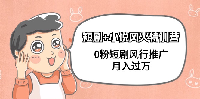 短剧+小说风火特训营，0粉短剧风行推广，月入过万（102节课）_北创网