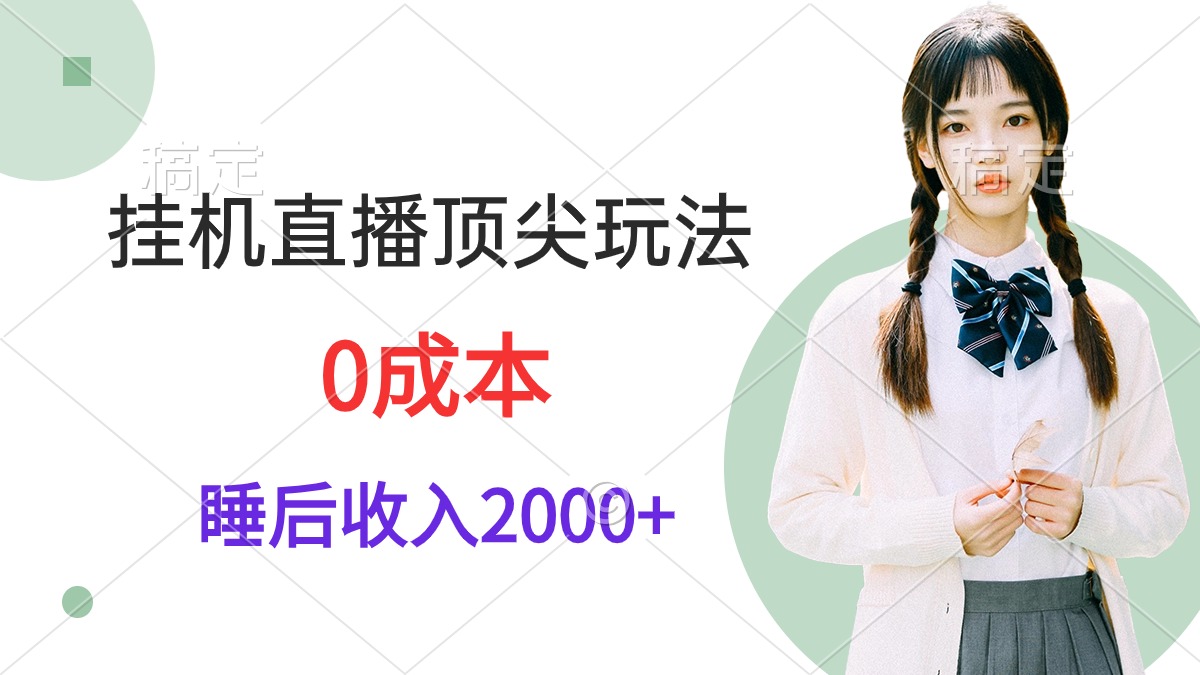 挂机直播顶尖玩法，睡后日收入2000+、0成本，视频教学_北创网