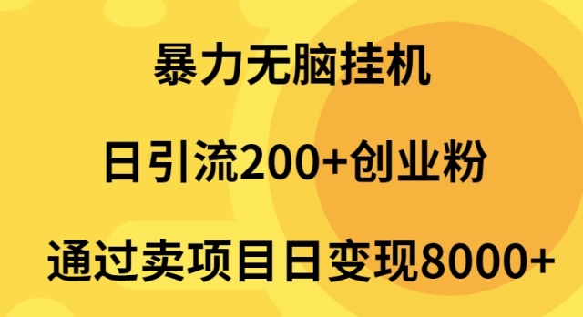 暴力无脑挂机日引流200+创业粉通过卖项目日变现2000+_北创网