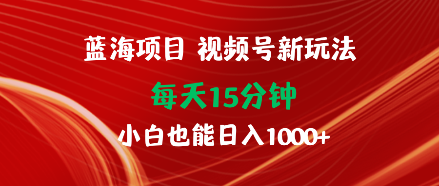 蓝海项目视频号新玩法 每天15分钟 小白也能日入1000+_北创网