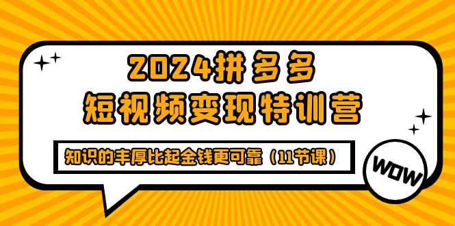 2024拼多多短视频变现特训营，知识的丰厚比起金钱更可靠（11节课）_北创网