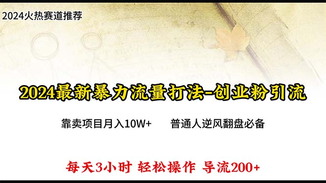 2024年最新暴力流量打法，每日导入300+，靠卖项目月入10W+_北创网