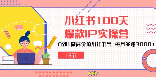 小红书100天-爆款IP实操营，0到1做高价值小红书号 每月多赚3000+（16节）_北创网