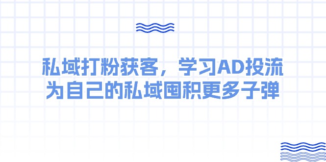 某收费课：私域打粉获客，学习AD投流，为自己的私域囤积更多子弹_北创网