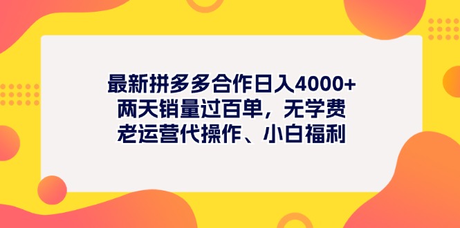 最新拼多多项目日入4000+两天销量过百单，无学费、老运营代操作、小白福利_北创网