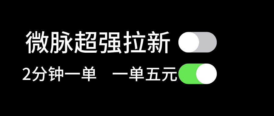 微脉超强拉新， 两分钟1单， 一单利润5块，适合小白_北创网