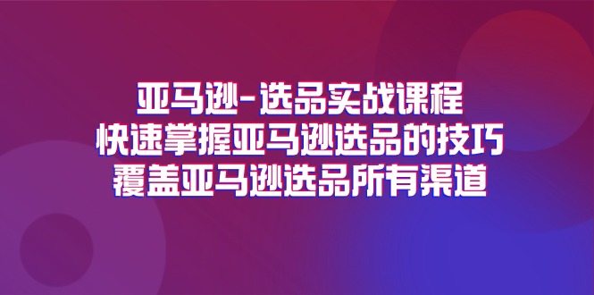 亚马逊-选品实战课程，快速掌握亚马逊选品的技巧，覆盖亚马逊选品所有渠道_北创网