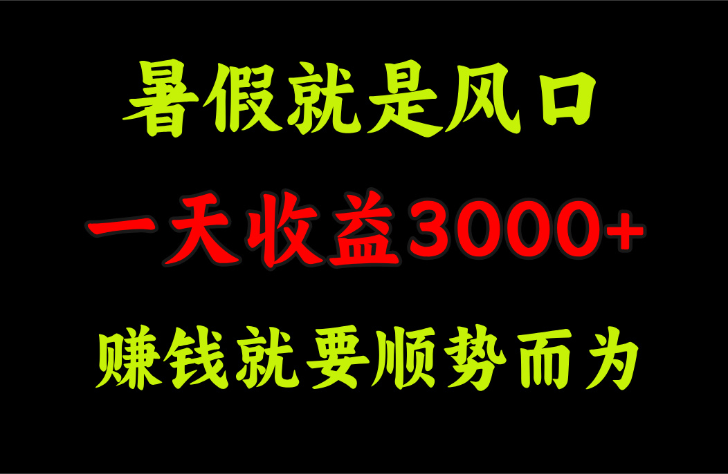 一天收益3000+ 赚钱就是顺势而为，暑假就是风口_北创网