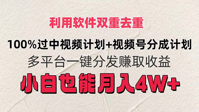 利用软件双重去重，100%过中视频+视频号分成计划小白也可以月入4W+_北创网