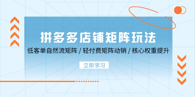 拼多多店铺矩阵玩法：低客单自然流矩阵 / 轻付费矩阵 动销 / 核心权重提升_北创网