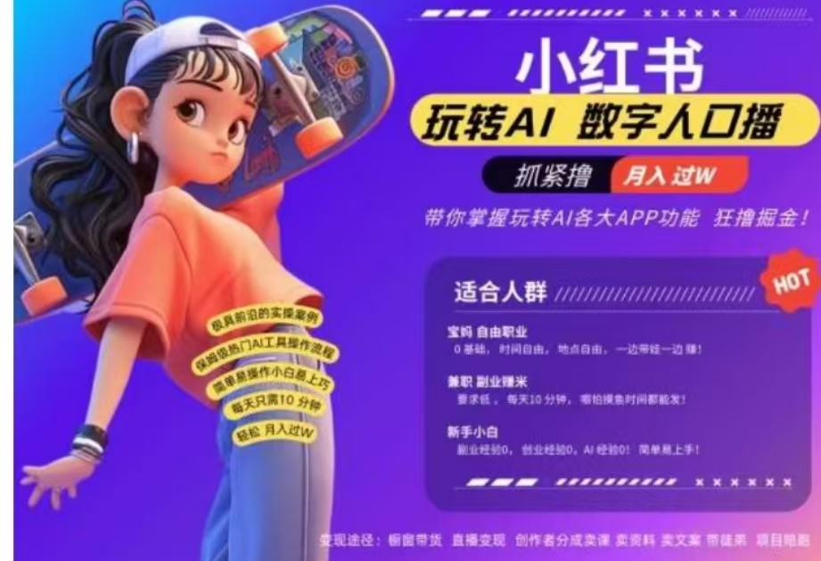小红书数字人暴力起号，AI改写文案，流量火爆月入破W轻松拿捏，再也不用费劲录口播_北创网