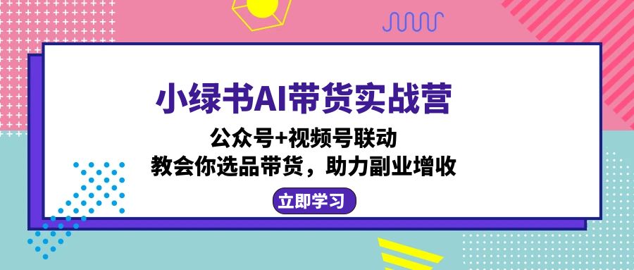 小绿书AI带货实战营：公众号+视频号联动，教会你选品带货，助力副业增收_北创网