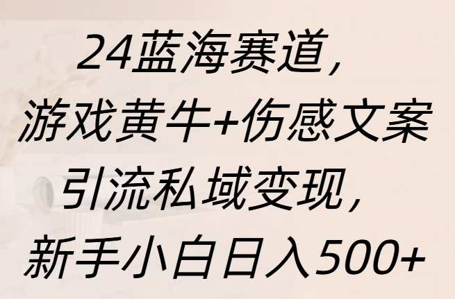 24蓝海赛道，游戏黄牛+伤感文案引流私域变现，新手日入500+_北创网