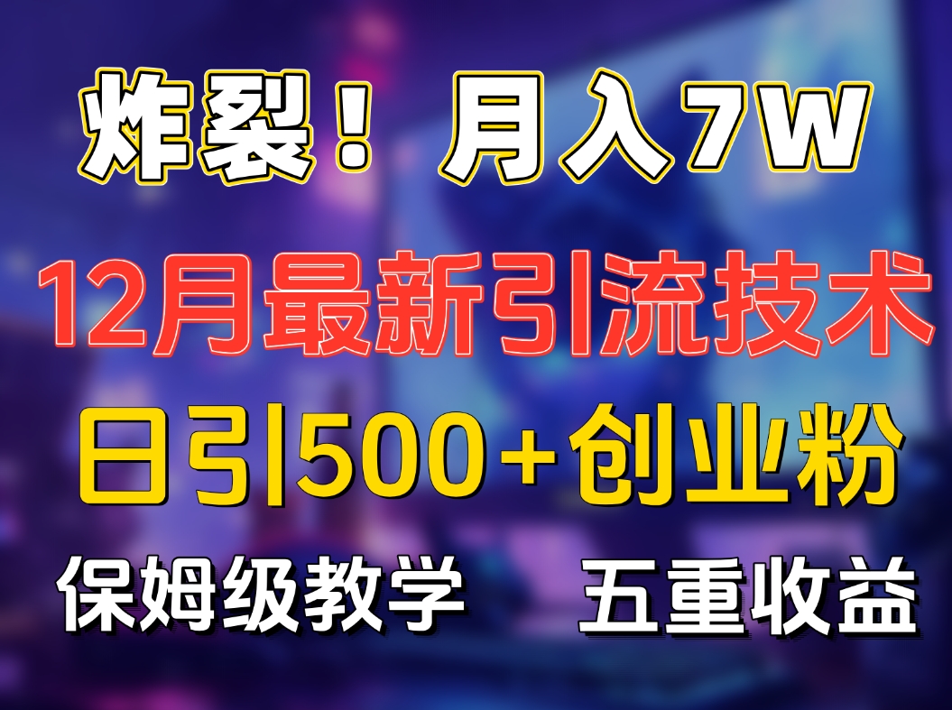 炸裂！月入7W+揭秘12月最新日引流500+精准创业粉，多重收益保姆级教学_北创网