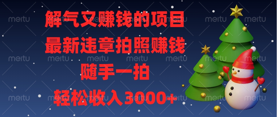 最新违章拍照赚钱，随手一拍，解气又赚钱的项目，轻松收入3000+_北创网