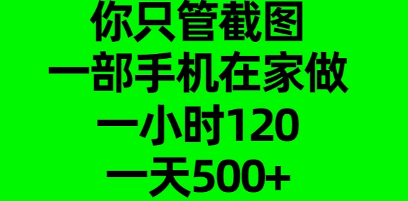 你只管截图，一部手机在家做，一小时120，一天500+_北创网