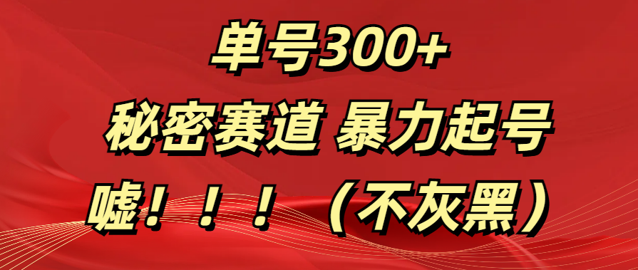 单号300+  秘密赛道 暴力起号  （不灰黑）_北创网