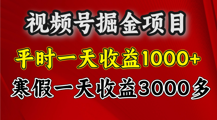 视频号掘金项目，寒假一天收益3000多_北创网