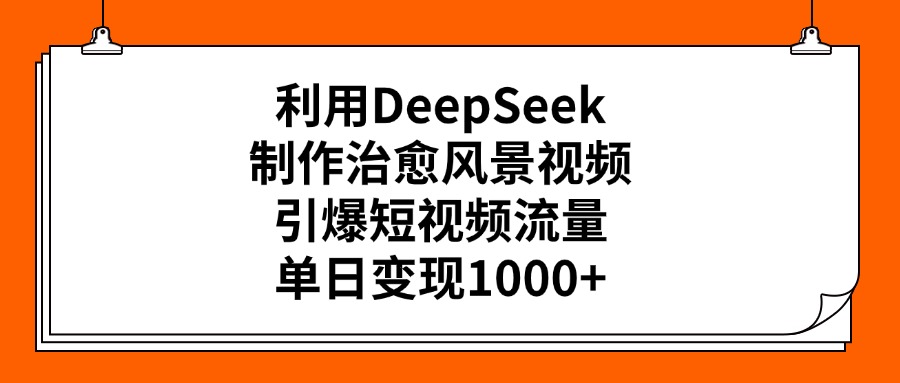 利用DeepSeek制作治愈风景视频，引爆短视频流量，单日变现1000+_北创网