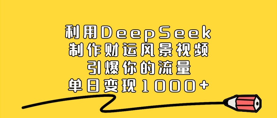 利用DeepSeek制作财运风景视频，引爆你的流量，单日变现1000+_北创网
