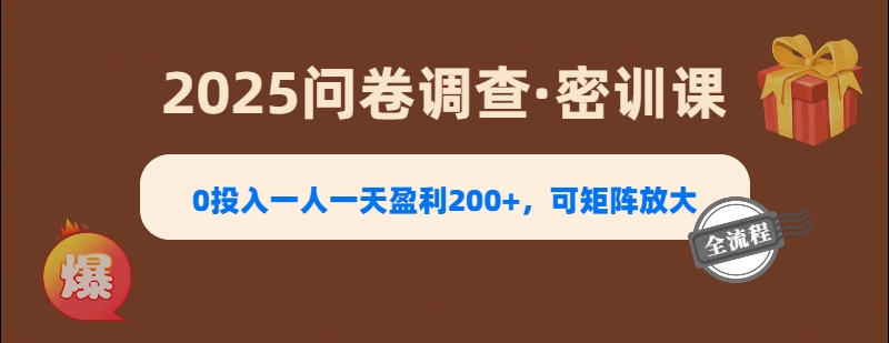 2025《问卷调查》0投入一人一天盈利200+，可矩阵放大_北创网