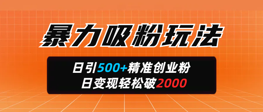 暴力吸粉玩法，日引500+精准创业粉，日变现轻松破2000_北创网
