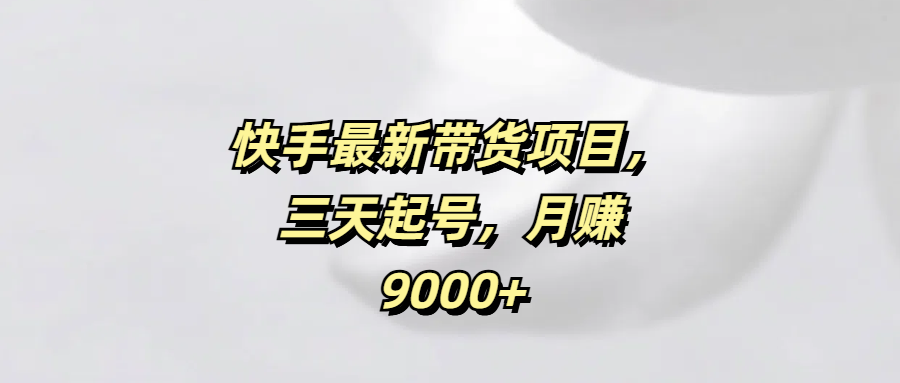 快手最新带货项目，三天起号，月赚9000+_北创网