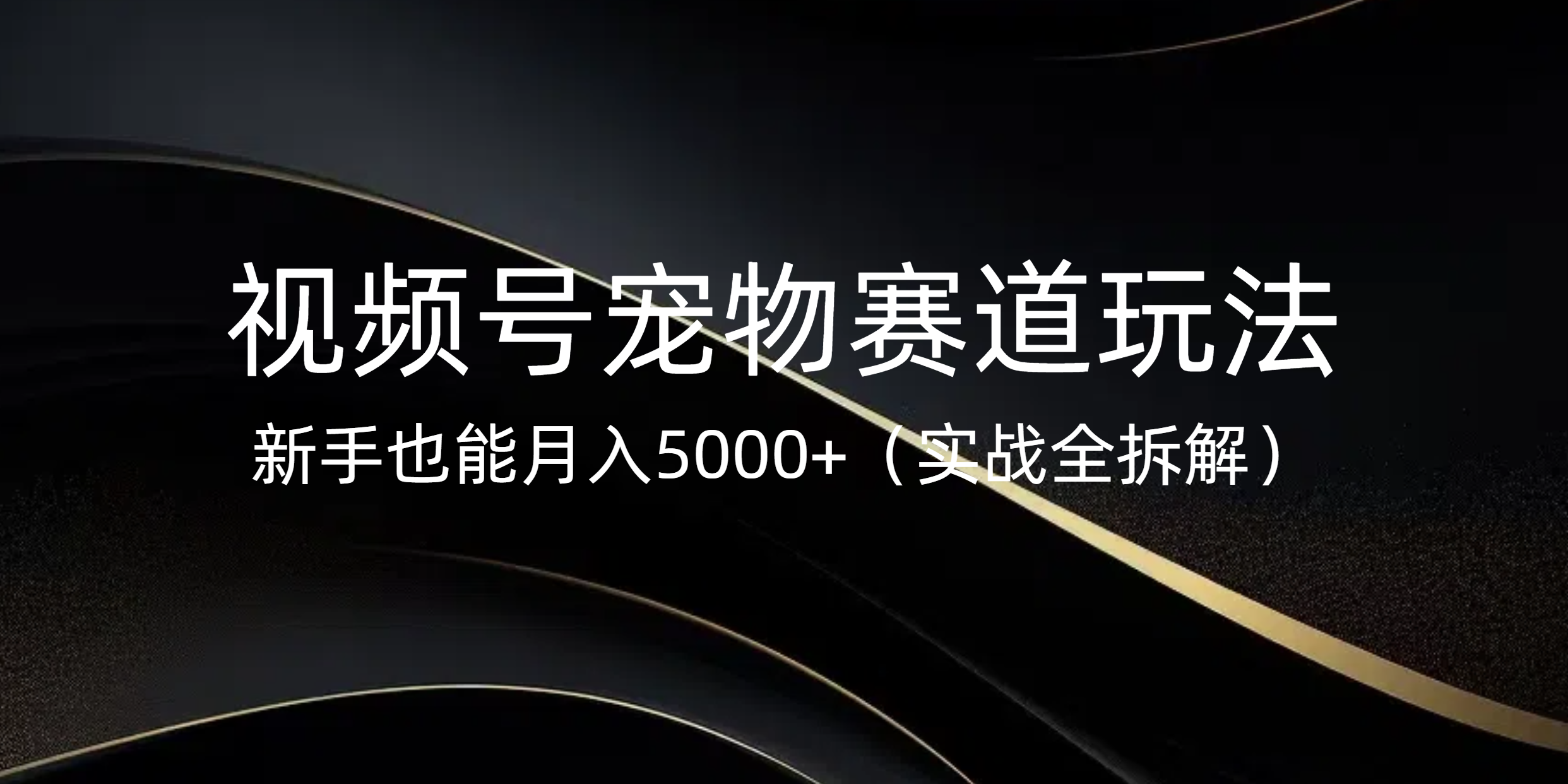 视频号宠物赛道玩法，新手也能月入5000+（实战全拆解）_北创网